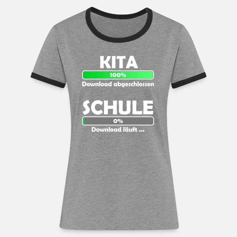 Schule loading - Schulbeginn - Einschulung - Frauen Kontrast-T-Shirt - Grau meliert/Schwarz