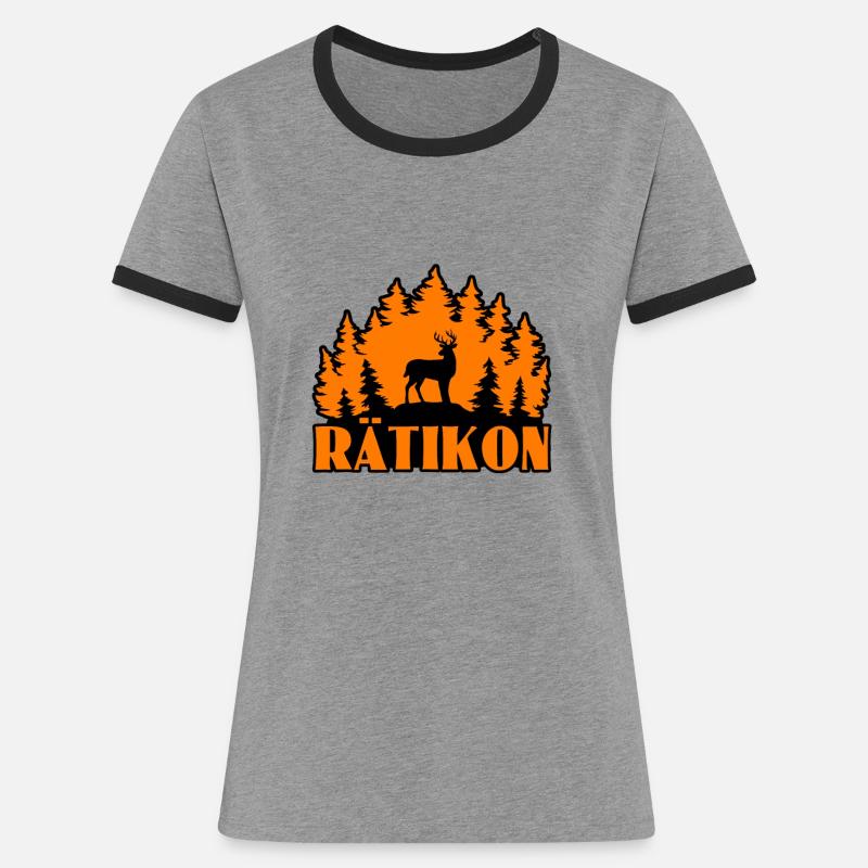 Rätikon - Women's Ringer T-Shirt - heather grey/black
