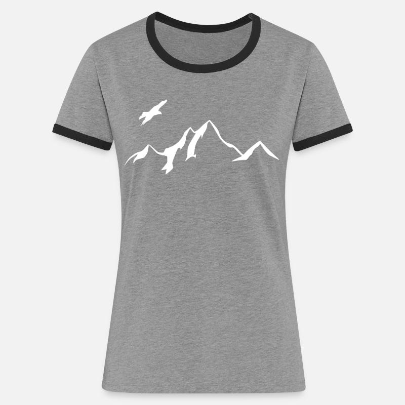 Mountain scenery with eagle - Women's Ringer T-Shirt - heather grey/black