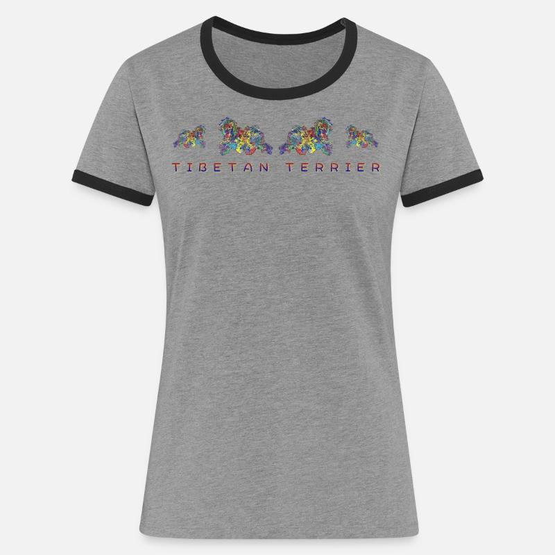 TIBET TERRIER TOLERANCE - Women's Ringer T-Shirt - heather grey/black