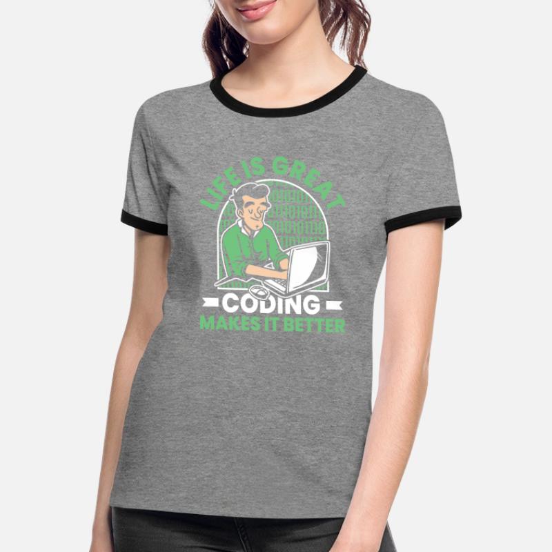 Developer Coder Programmer Funny Women's Ringer T-Shirt