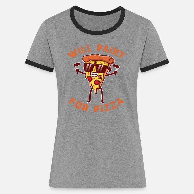 Painter Varnisher Pizza - Women's Ringer T-Shirt - heather grey/black