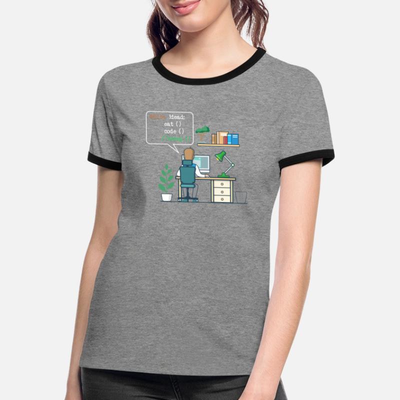Eat Code Sleep | Funny Coder Programmeur T-shirt contrasté Femme