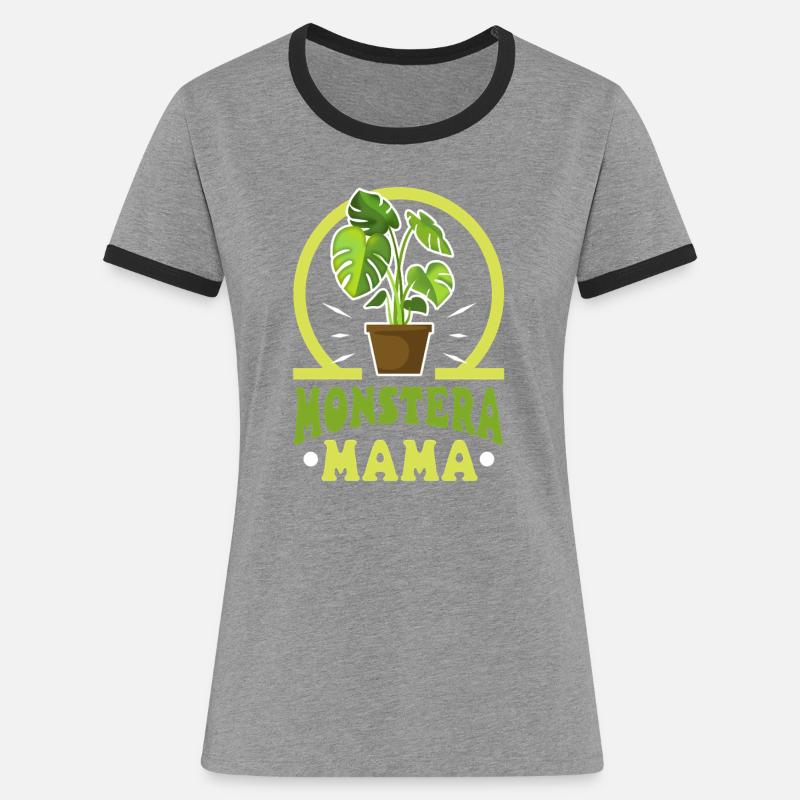 Monstera Mama - Maglietta Contrast da donna - grigio melange/nero