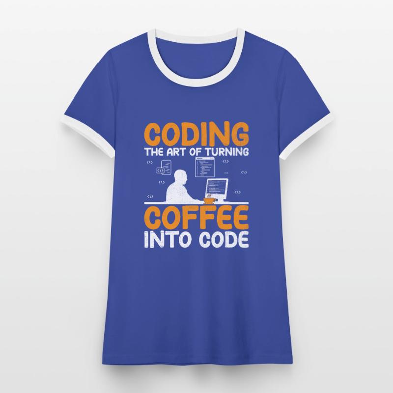 Kaffee-Codierung Programmierer Programmierer Entwickler Nerd Coff Frauen Kontrast-T-Shirt