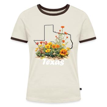 Drapeau du Texas avec printemps floral Texas - T-shirt contrasté Femme - bleu/blanc - Devant
