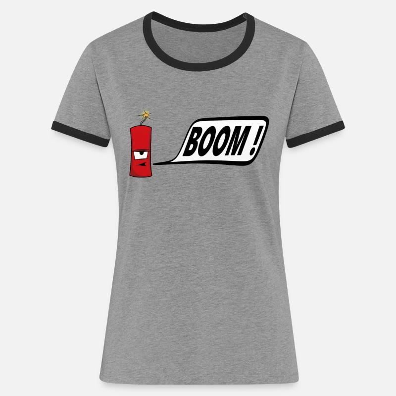 firecracker - Women's Ringer T-Shirt - heather grey/black