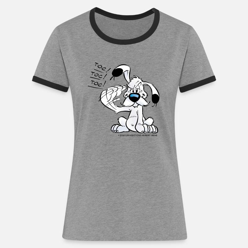 Asterix & Obelix Dogmatix Gesturing Toc - Vrouwen contrastshirt - grijs gemêleerd/zwart