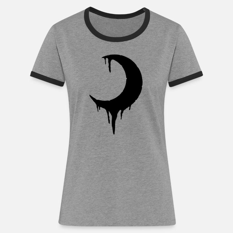 Dripping moon 2 - Women's Ringer T-Shirt - heather grey/black