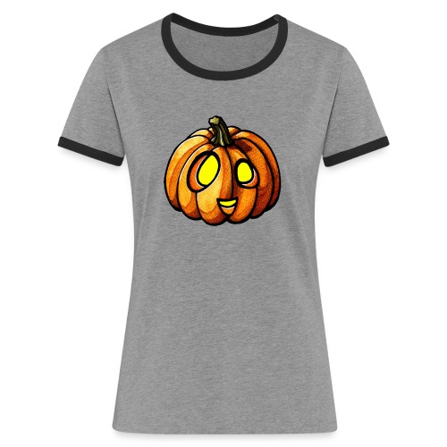 Pumpkin Halloween watercolor scribblesirii - Kontrast-T-shirt dam