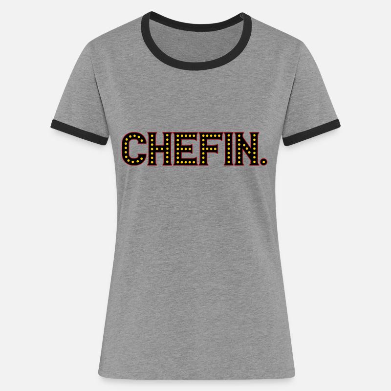 Chefin | Farben änderbar - Women's Ringer T-Shirt - heather grey/black