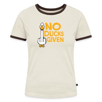Gans No Ducks Given Mittelfinger Freche Ente Cool - Frauen Kontrast-T-Shirt - Grau meliert/Schwarz - Vorne - Selfina (174cm)