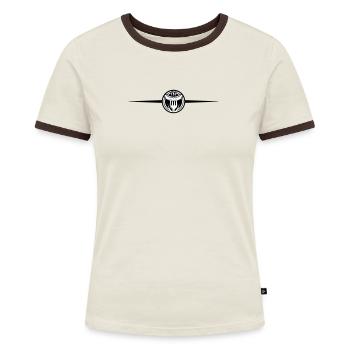 Wurst Bratwurst Symbol - Frauen Kontrast-T-Shirt - Grau meliert/Schwarz - Vorne - Selfina (174cm)