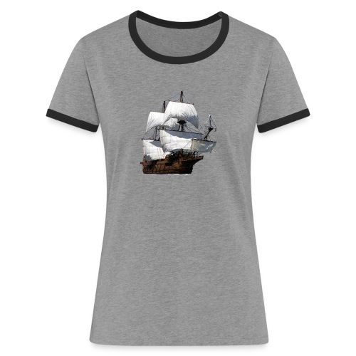 Segelschiff - Frauen Kontrast-T-Shirt