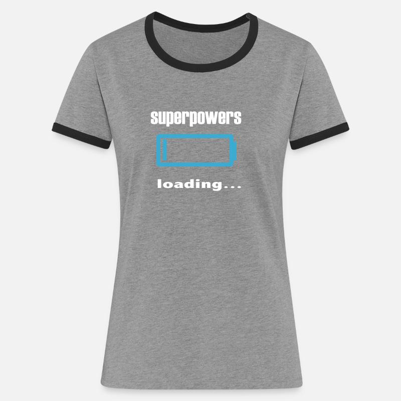 superpowers loading... - Women's Ringer T-Shirt - heather grey/black