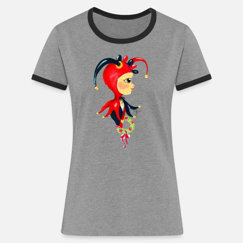 FOOL - Women's Ringer T-Shirt - heather grey/black