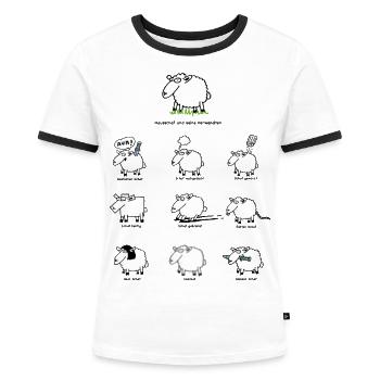 kleine_schafkunde - Frauen Kontrast-T-Shirt - Weiß/Schwarz - Vorne - Selfina (174cm)