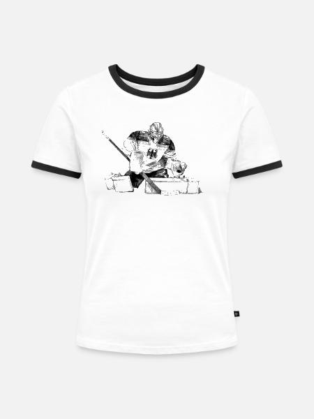 Eishockey Torwart - Frauen Kontrast-T-Shirt - Weiß/Schwarz