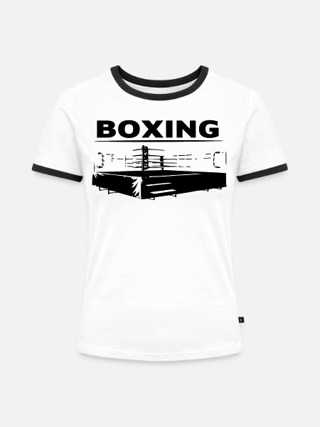 Boxing | Boxring - Frauen Kontrast-T-Shirt - Weiß/Schwarz