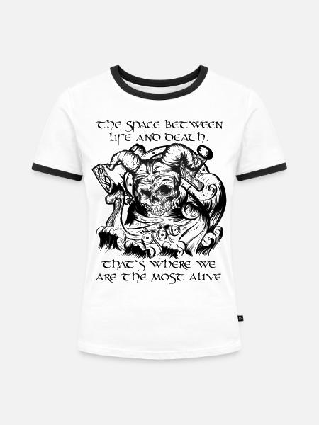 Old Viking - Frauen Kontrast-T-Shirt - Weiß/Schwarz