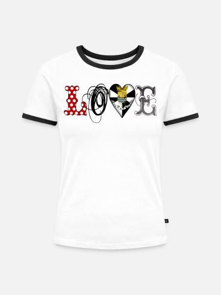 love lisboa black - Frauen Kontrast-T-Shirt - Weiß/Schwarz