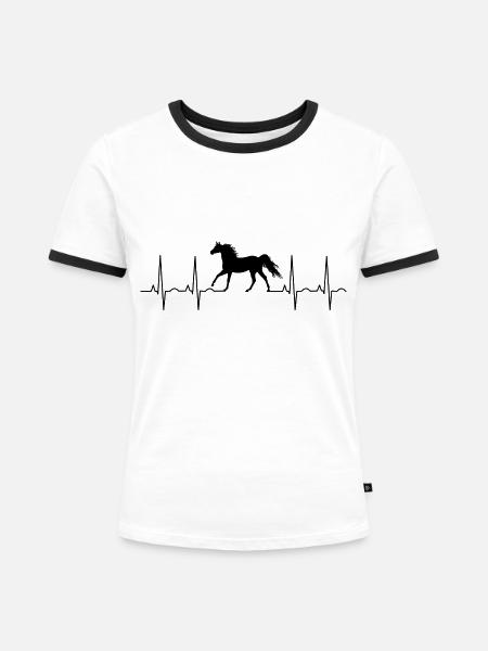 Pferde - Frauen Kontrast-T-Shirt - Weiß/Schwarz