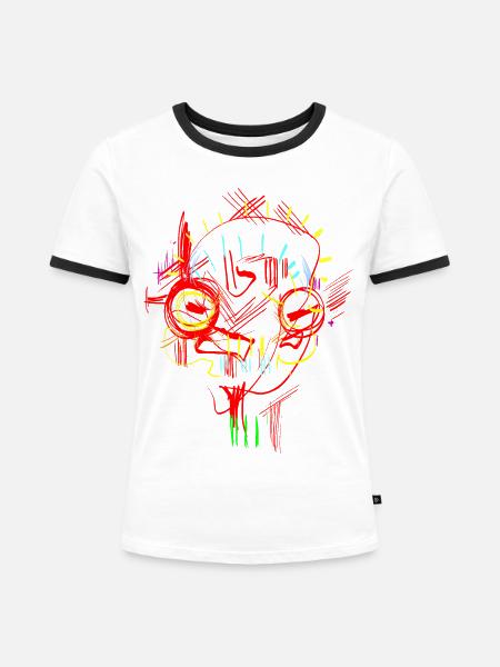 Afrika Maske - Frauen Kontrast-T-Shirt - Weiß/Schwarz