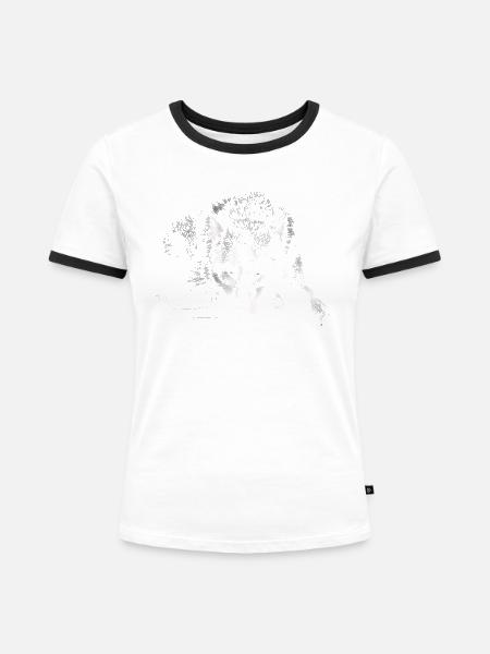 Wolf - Frauen Kontrast-T-Shirt - Weiß/Schwarz