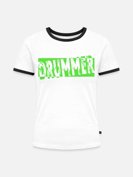 Schlagzeug Drummer Geschenk - Frauen Kontrast-T-Shirt - Weiß/Schwarz