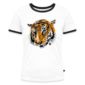 Tiger - Frauen Kontrast-T-Shirt - Weiß/Schwarz - Vorne - Selfina (174cm)