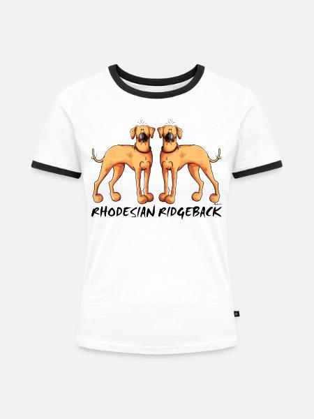 Rhodesian Ridgeback Duo - Frauen Kontrast-T-Shirt - Weiß/Schwarz