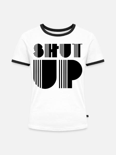 Halt den Mund - Frauen Kontrast-T-Shirt - Weiß/Schwarz