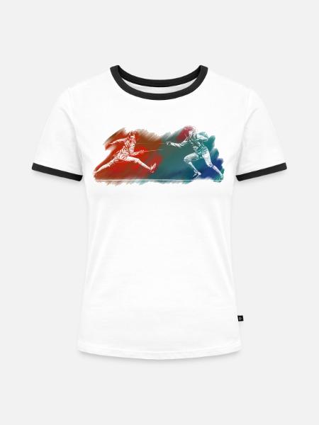 Fechten - Frauen Kontrast-T-Shirt - Weiß/Schwarz