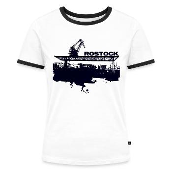 Rostock Hafen - Frauen Kontrast-T-Shirt - Weiß/Schwarz - Vorne - Selfina (174cm)