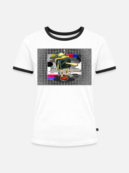 Poster Piglotzio2 - Frauen Kontrast-T-Shirt - Weiß/Schwarz