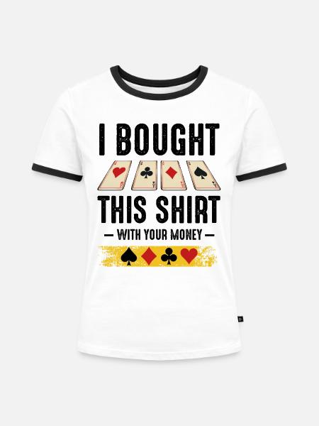 Vier Suits Kartenreihe Muster - Frauen Kontrast-T-Shirt - Weiß/Schwarz