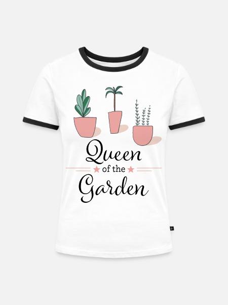 Queen of the Garden - Frauen Kontrast-T-Shirt - Weiß/Schwarz