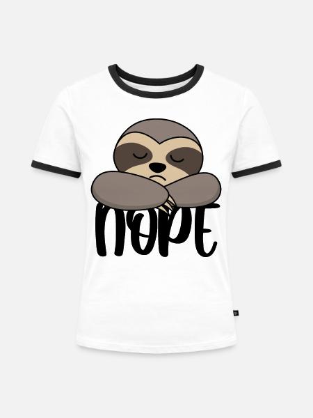 Faultier Nope - Frauen Kontrast-T-Shirt - Weiß/Schwarz