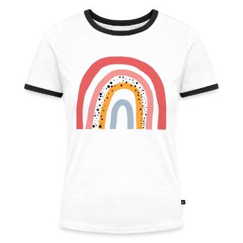 Regenbogen - Liebe - Rainbow-Trend - Frauen Kontrast-T-Shirt - Weiß/Schwarz - Vorne - Selfina (174cm)