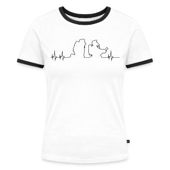 Feuerwehrmann Herzschlag Feuerwehr Firefighter - Frauen Kontrast-T-Shirt - Weiß/Schwarz - Vorne - Selfina (174cm)