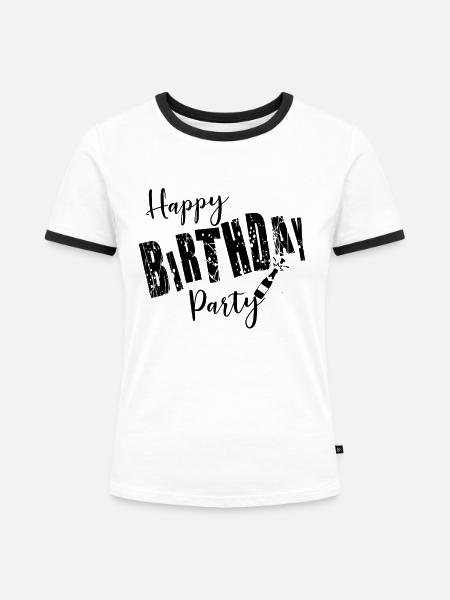 Happy Birthday Party - Frauen Kontrast-T-Shirt - Weiß/Schwarz