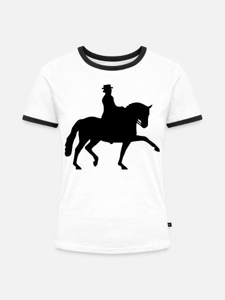 Dressurreiterin klassisch Silhouette - Frauen Kontrast-T-Shirt - Weiß/Schwarz