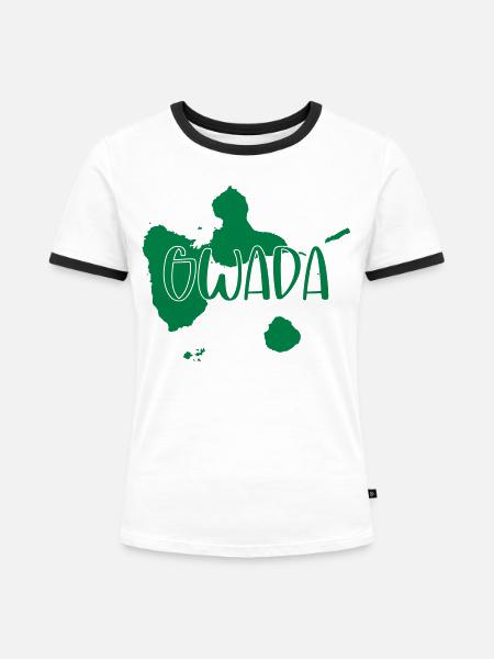 Guadeloupe - Gwada - Frauen Kontrast-T-Shirt - Weiß/Schwarz