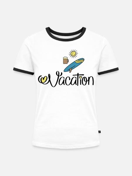 Urlaub und feiern - Frauen Kontrast-T-Shirt - Weiß/Schwarz