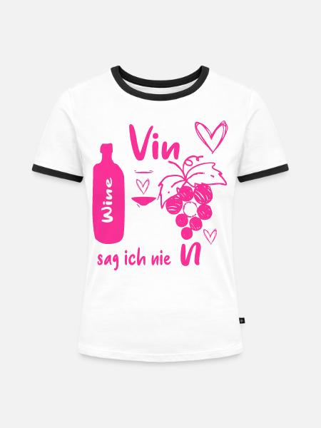Wein Liebhaber - Frauen Kontrast-T-Shirt - Weiß/Schwarz