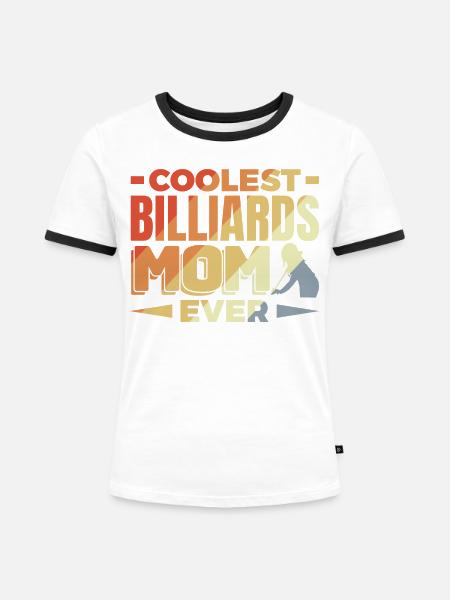 Billard Mama - Frauen Kontrast-T-Shirt - Weiß/Schwarz