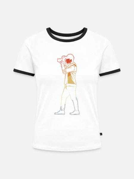 Fotokamera Mann - Frauen Kontrast-T-Shirt - Weiß/Schwarz
