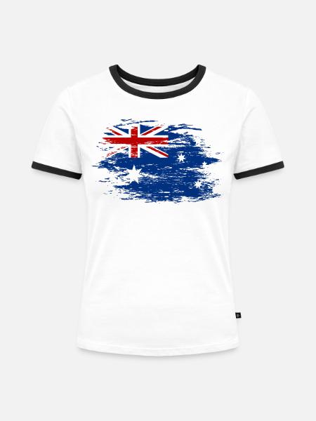 Australien used - Frauen Kontrast-T-Shirt - Weiß/Schwarz