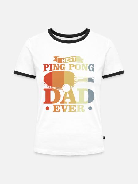 Ping Pong Papa - Frauen Kontrast-T-Shirt - Weiß/Schwarz