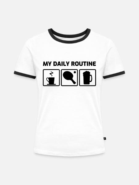 Pingpong Kaffee - Frauen Kontrast-T-Shirt - Weiß/Schwarz